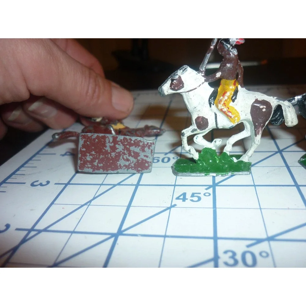 Vintage Lead Alloy Toy Soldiers Lot 6 Hand Painted Native American Warriors